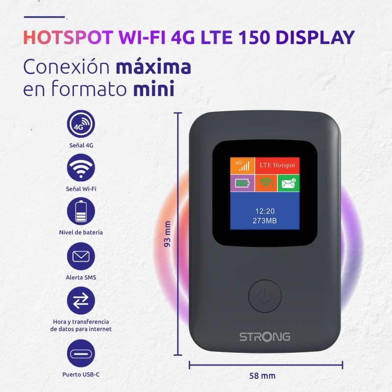 STRONG - 4GMIFI150C Router WiFi Portatile 4G Velocità Fino a 150 Mbit /s Colore Nero
