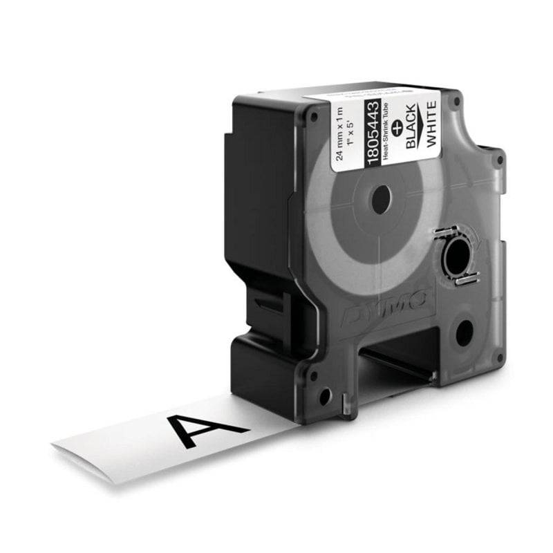 Image of Etichette termoretraibili DYMO Rhino 24mm x 1,5m Nero su bianco resistente UL e MIL cod079