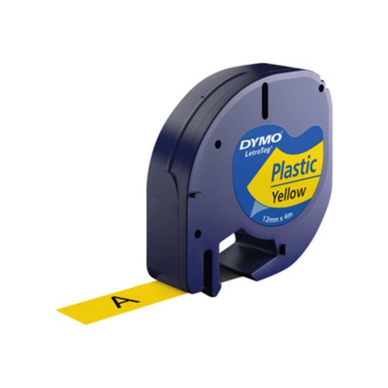 Image of Etichette Poliestere Nero su Giallo 1,2 cm x 4 m per DYMO LetraTag 100T/100H cod079