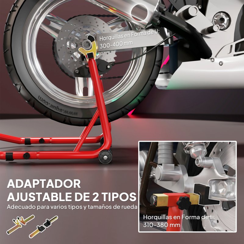Homcom Caballete Elevador Universal Rueda Trasera Moto De Acero