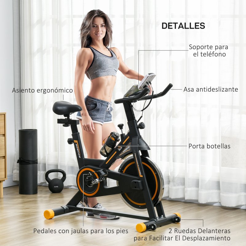 Homcom Bicicleta Estática Resistencia Ajustable Volante Inercia