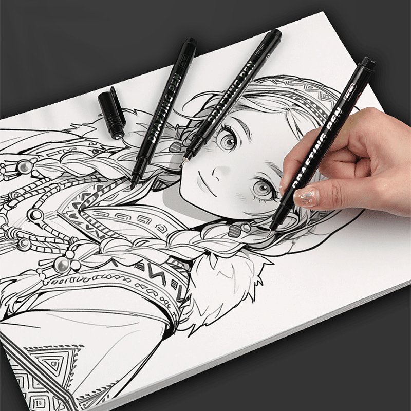 12Pcs Penne da Disegno, Fineliner Penne Nero, Tratto Pen Nero, Punta Fine Pigment Liner, per Rapidograph, Illustrazioni, Sketching, Manga, per Principianti o Professionisti della Pittura