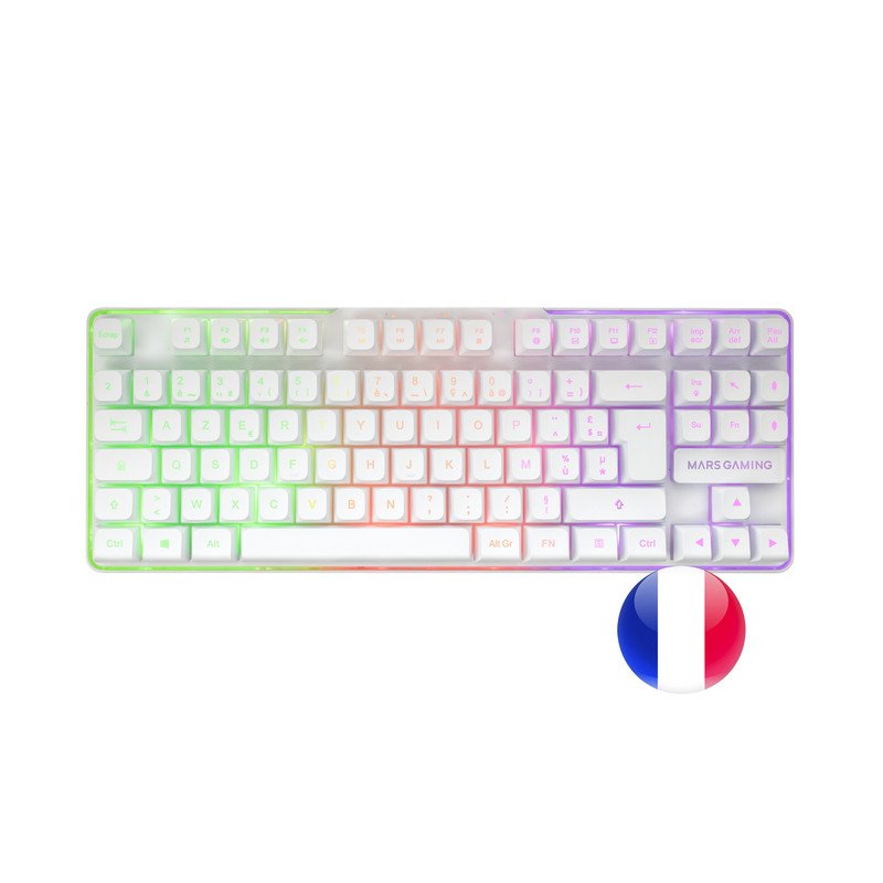 Combo Gaming Mars Gaming MCPWXTKL – Clavier TKL Sans Fil, Souris RGB 3200DPI, Tapis Antidérapant