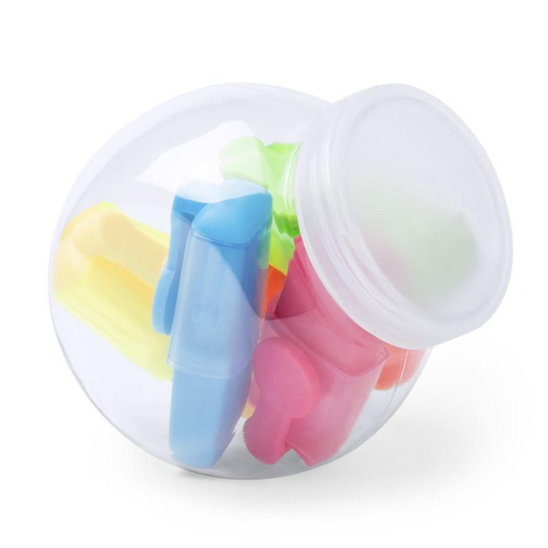 Marcador fluorescente Layax Set 5 colores minimalista bote transparente