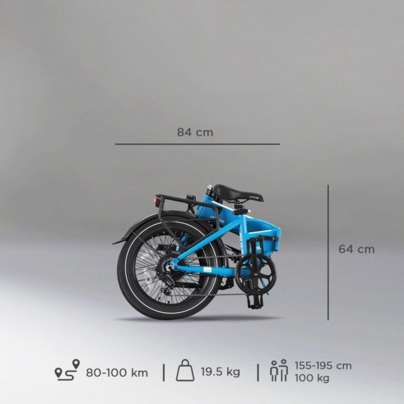 Vélo électrique Legend Siena 24 Pliant 250W 90 Km Shimano 7 Vitesses Disque Hydraulique Blanc