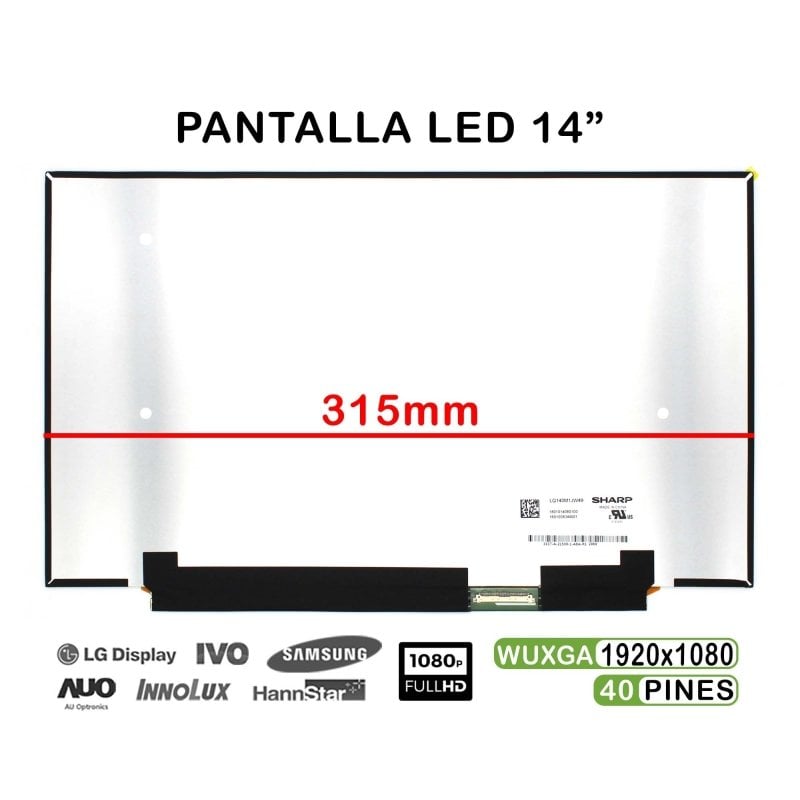 Image of Schermo LED da 14" per laptop LQ140M1JW49 40 pin cod079