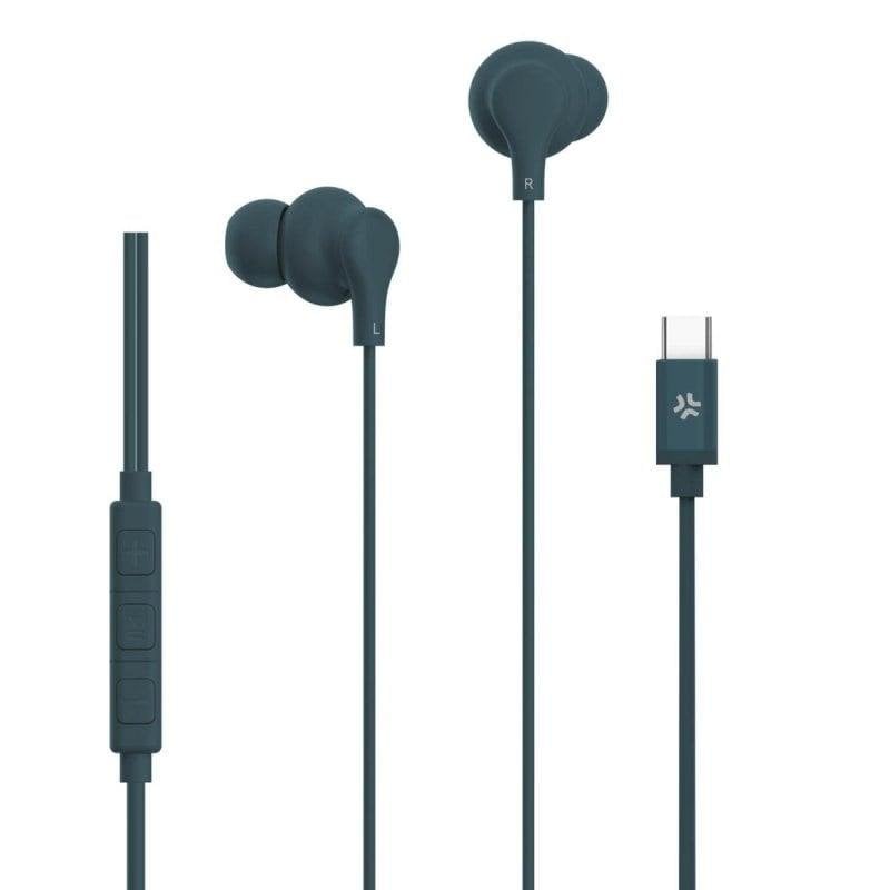 Auriculares Celly UP1600TYPECBL filaires USB-C pour appels et musique bleu