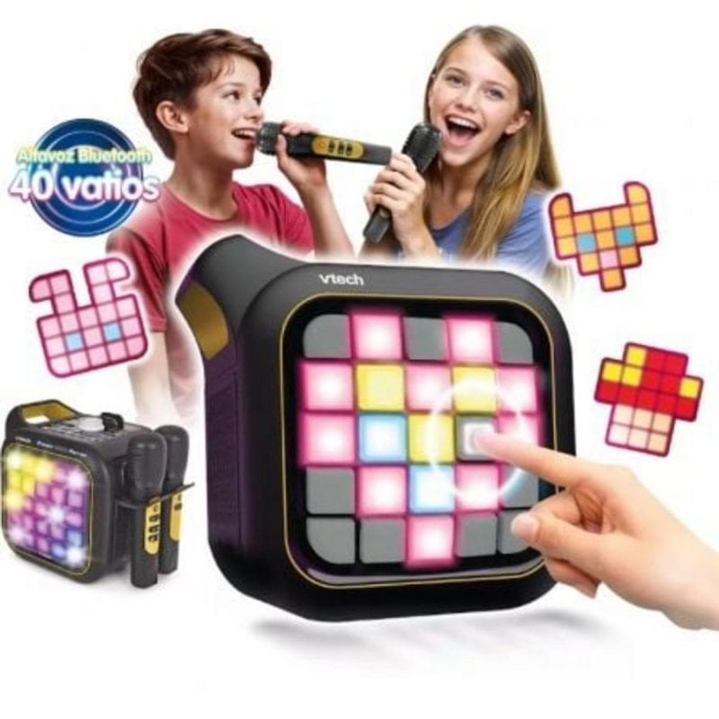 Mini Karaoké Bluetooth avec 2 Micros Sans Fil - Effets Lumineux Destockage