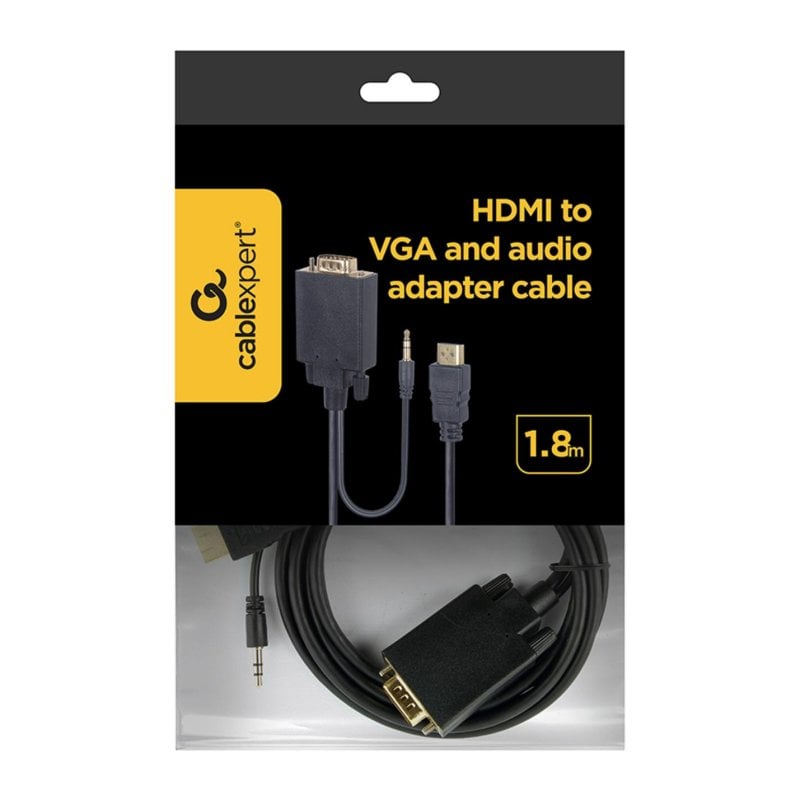 Cable adaptador HDMI a VGA Gembird A-HDMI-VGA-03-6 1,8 m audio 3,5