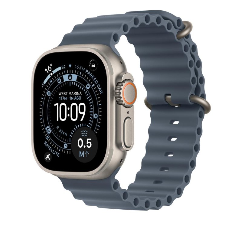 Bracelet Apple Ocean Anchor Blue finition titane compatible Watch 44-49mm