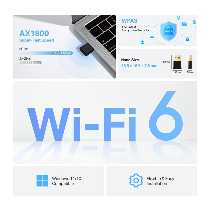 Adattatore Wi-Fi USB Nano AC600 Dual-Band (2.4GHz/5GHz) 802.11ac, 433 Mbps, Per PC E Laptop