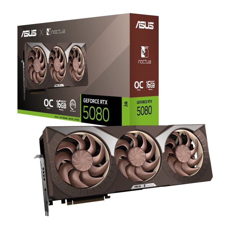 Tarjeta Gráfica ASUS GeForce RTX 5080 NOCTUA OC 16GB GDDR7 Reflex 2 RTX AI DLSS4