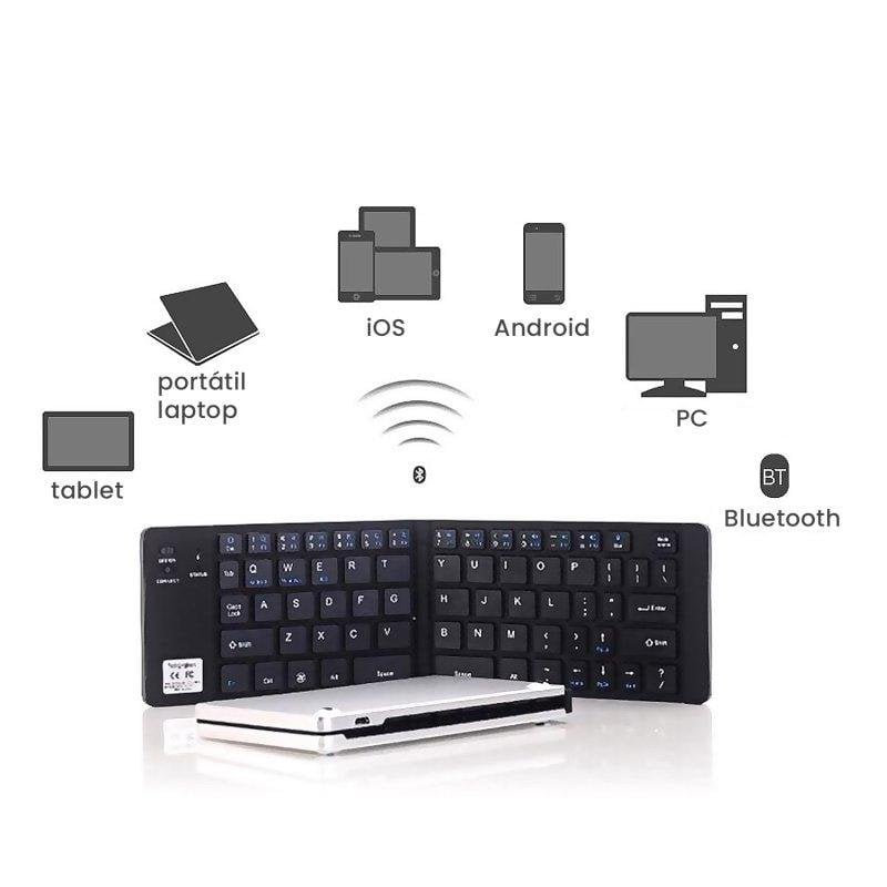 Teclado Plegable Ultra Fino Portátil - Conectividad Inalámbrica, Compatible Con Tabletas, Portátiles Y Smartphones