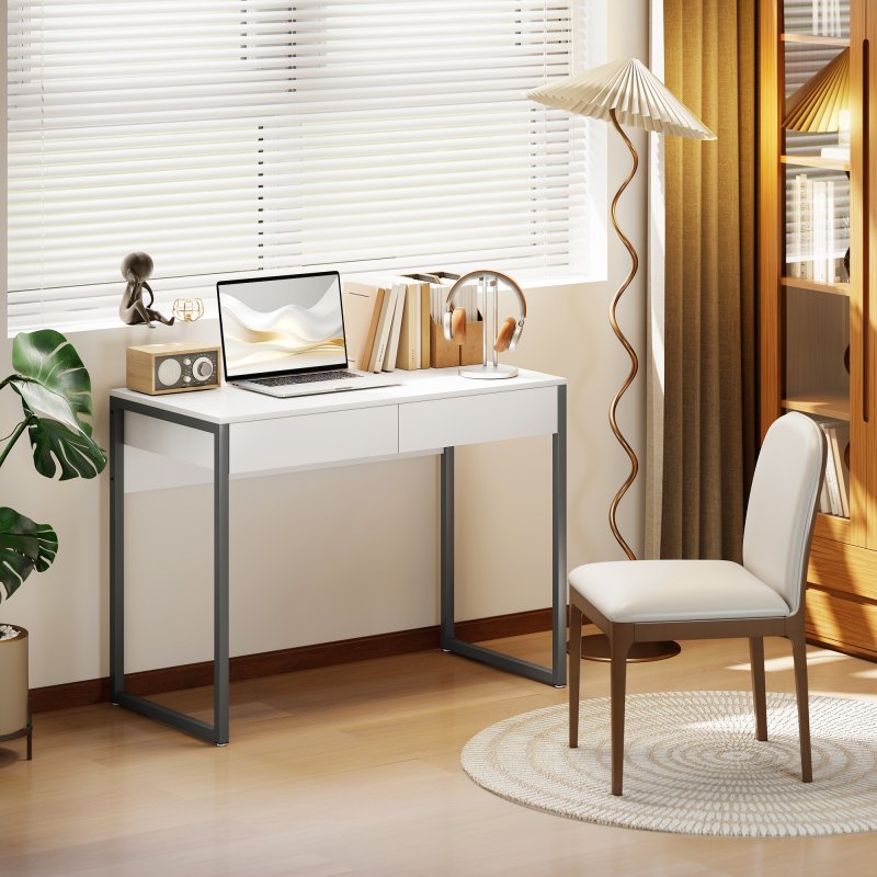 Estantería De Escritorio Con 4 Cubos Y Compartimento Trasero Abierto Libreria Sobre Mesa De Madera Para Estudio Oficina 94 X 25 X 73 Cm Blanco 94188934