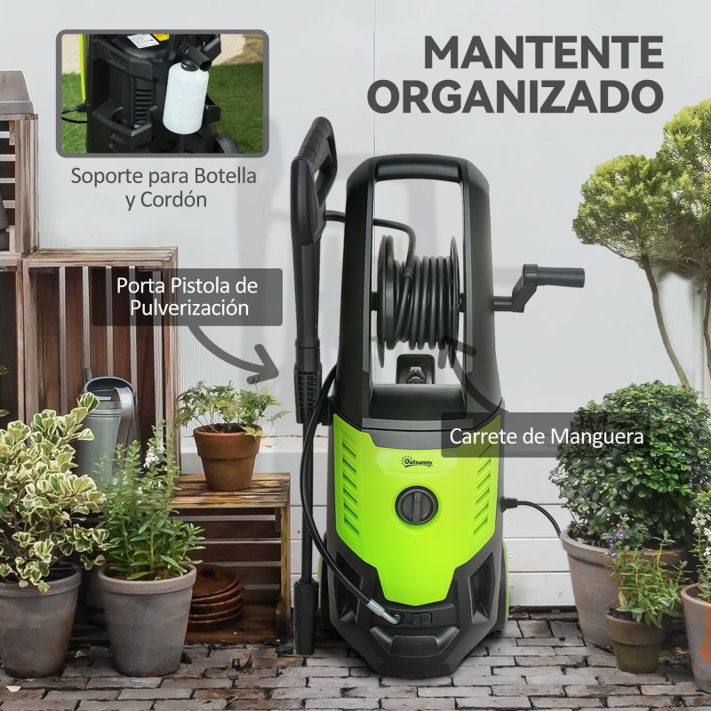 Hidrolimpiadora DURHAND 1800W Con Presión De 150 Bar, Caudal 510 L/h, Parada Automática, Manguera 6 M, Botella De Espuma Y Boquilla Ajustable 0°-75°
