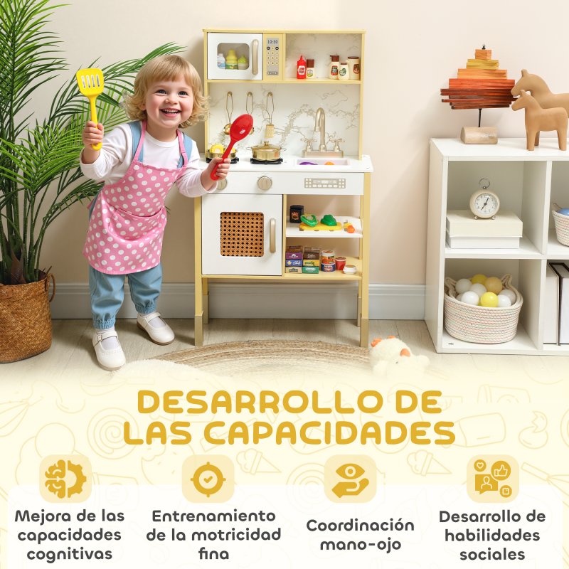 Cocina De Juguete Para Niños Con Luces, Sonidos Y Vapor – Incluye 54 Accesorios, Rosa, Para +3