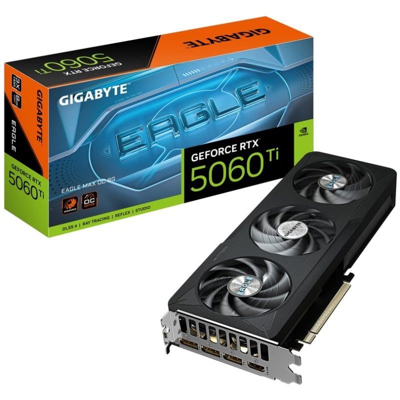 Carte graphique Gigabyte GeForce RTX 5060 Ti WINDFORCE MAX OC 8 Go GDDR7 DLSS4 Reflex IA RTX refroidissement silencieux