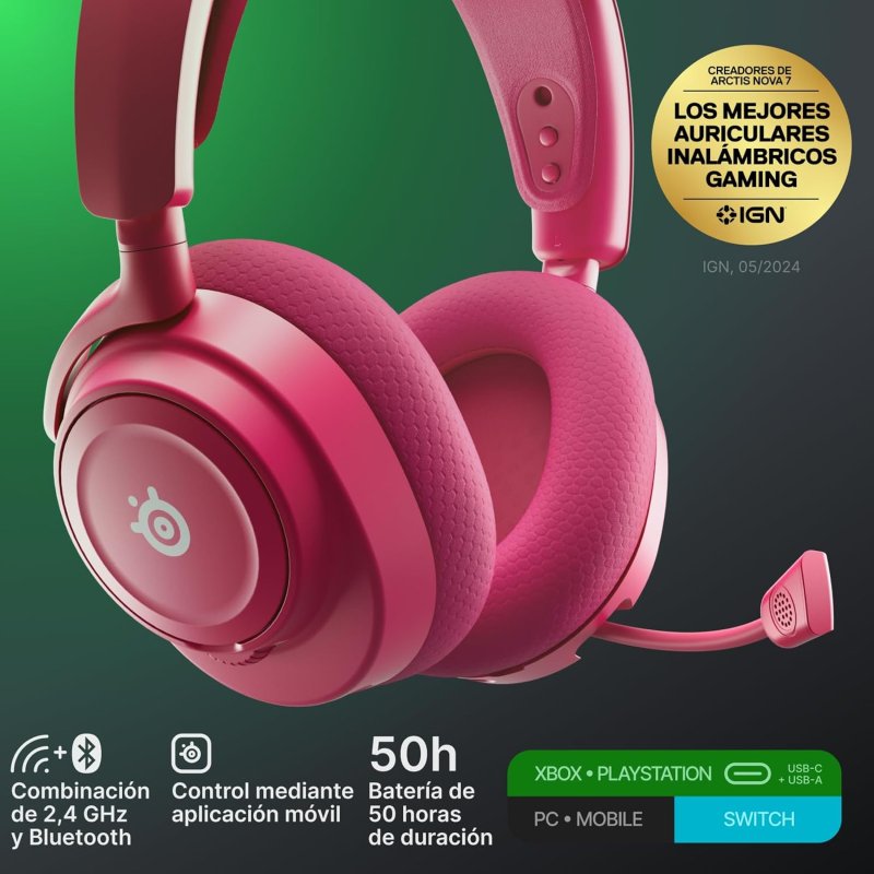 Steelseries Magenta Casque Gaming Sans Fil Arctis Nova 7X Gen 2 Bluetooth Pour Xbox - Image 5