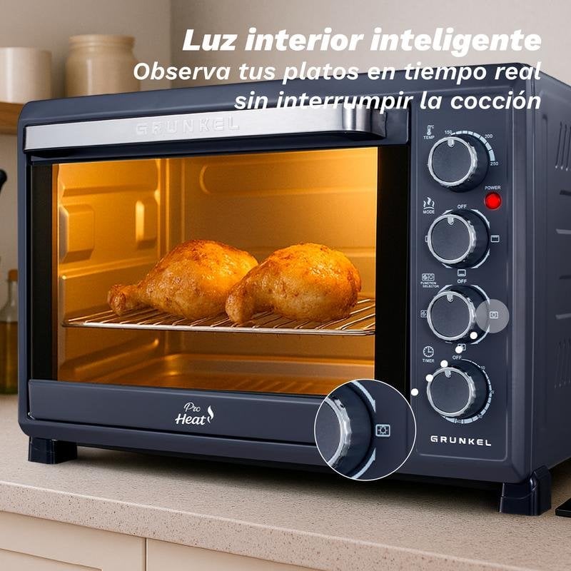 Grunkel - Horno eléctrico multifunción de sobremesa de 23L - HR-23 HN - Con 3 fu