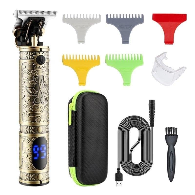 Recortador perfilador para pelo y barba Dam Electronics LM-800 metálico vintage con batería recargable y peines de 1-4 mm