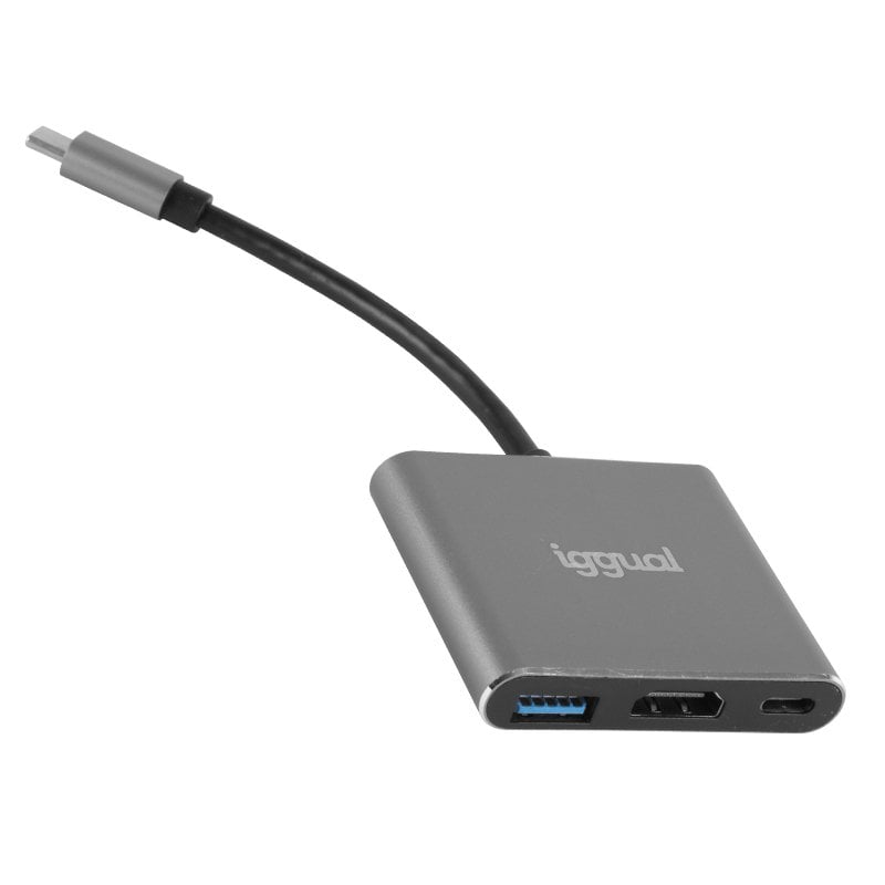 Hub iggual 3 portas USB 3.2 Gen 1 Type-C HDMI 4K Ultra HD Power Delivery