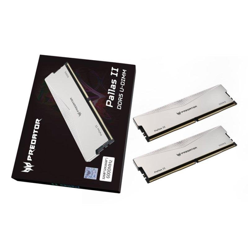 Acer Predator PALLASII Memórias RAM 32GB (2x16GB) DDR5 6000MHz CL34 XMP / EXPO Prateadas - 10988963