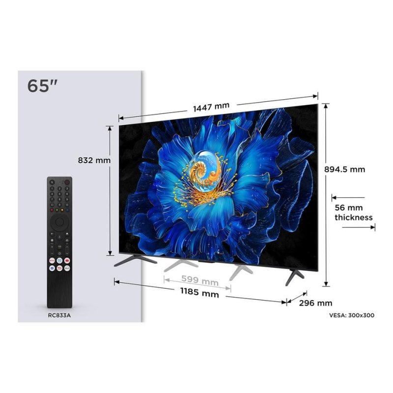 TV TCL QD-Mini LED 65C69KS 65" 4K Ultra HD Smart TV Métal