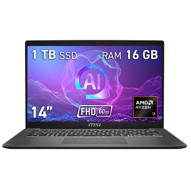 Portátil MSI Modern A14 AI F2HMG-010XES 14" AMD Ryzen 7 PRO 250 16GB 1TB SSD Radeon 780M FreeDOS