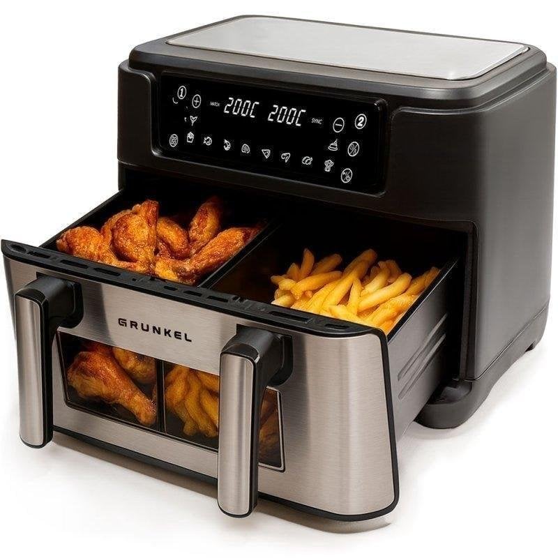 Friteuse d'Air Chaud Grunkel Dualflexifryer – 10 L, 2800 W, 10 Programmes