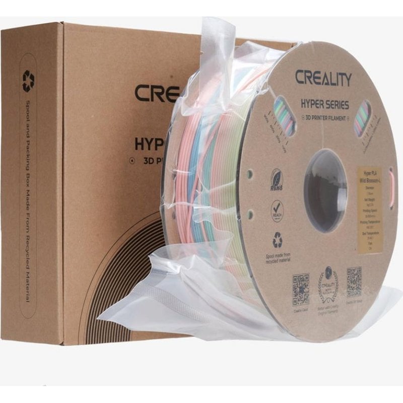 Creality Hyper Rainbow PLA Wild Blossom Long 1Kg Filament 3301010426 cardboard spool with pastel rainbow colours