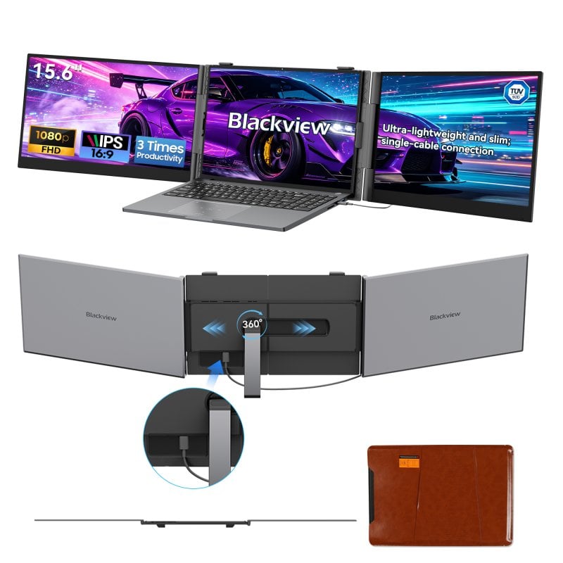 Blackview DCM8 Écran d'extension portable double de 15 3 pouces pour ordinateur portable avec haut parleur