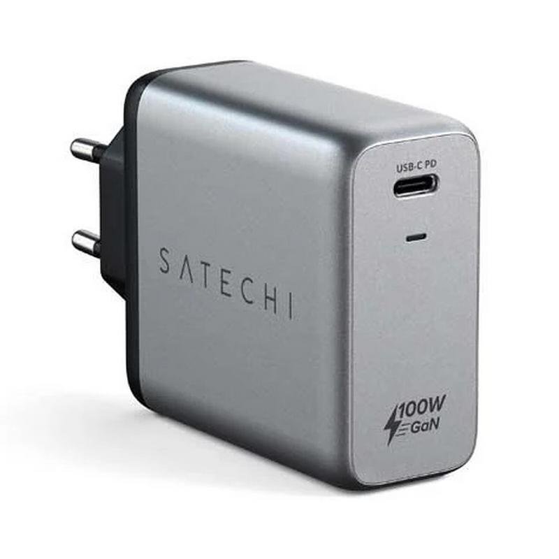 Chargeur secteur Satechi 100W USB-C PD avec technologie GaN et fiche pliable gris pour ordinateurs portables et tablettes - Image 3