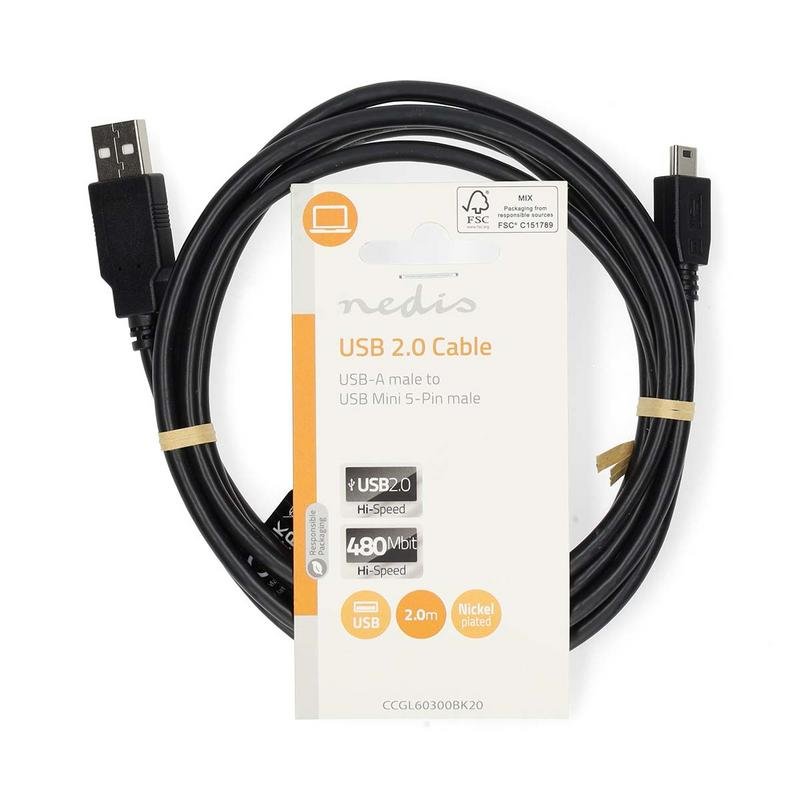 Cavo USB Nedis 1m: USB-A A Mini-B 5 Pin Per Fotocamera E Dispositivi Audio