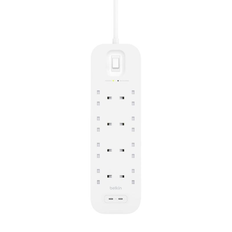 Multiprise Belkin SRB004CA2M 8 Prises 2 USB-C avec Protection et Interrupteur 2 m