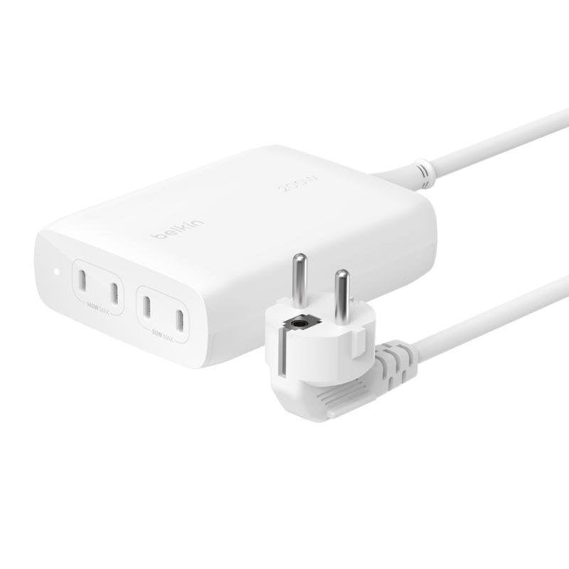 Cargador Belkin BoostCharge Pro 200 W GaN 4 puertos USB-C Blanco Cargador Belkin BoostCharge Pro 200 W GaN 4 puertos USB-C Blanco