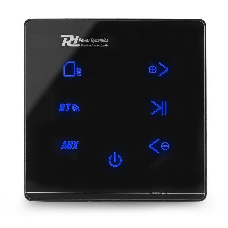 Amplificador Empotrable Power Dynamics PL-A100B 40W RMS BT 5.0 USB Pantalla Táctil Mando