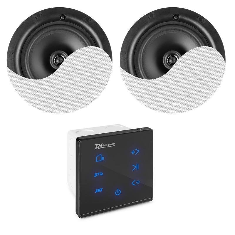 Amplificador Empotrable Power Dynamics PL-A50B 40W RMS Bluetooth Táctil Control Remoto