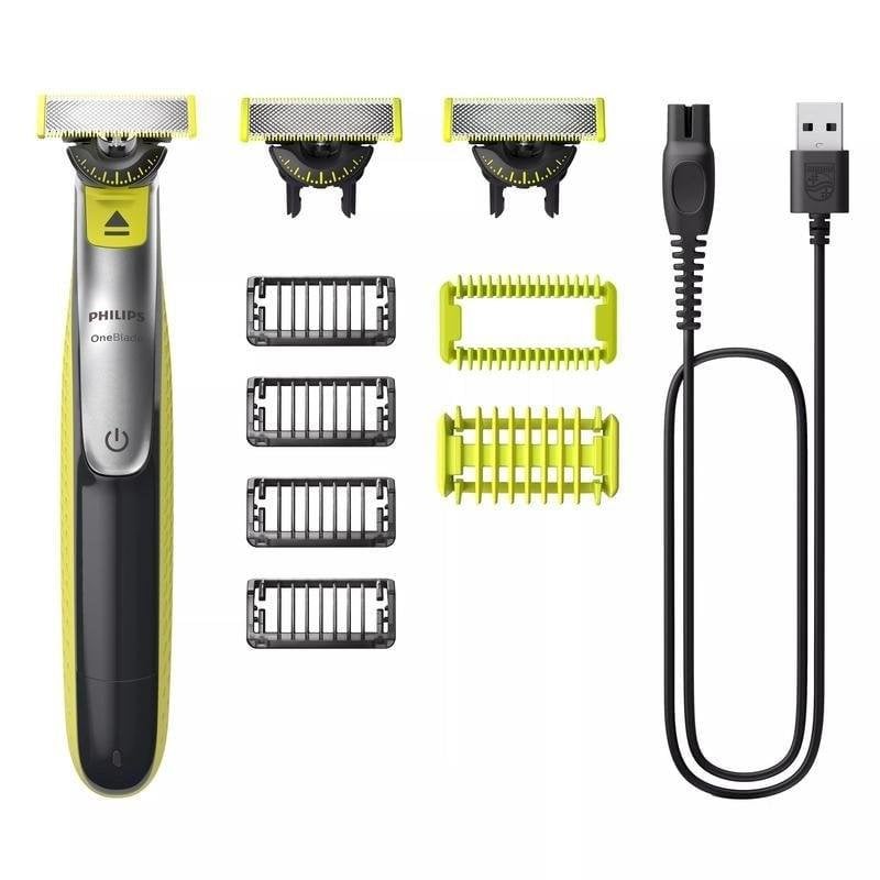Rasoir Multifonction Philips OneBlade 360 QP2834/31 Sans Fil 60min Sec et Mouillé 4 Réglages Sabots Lame 360°