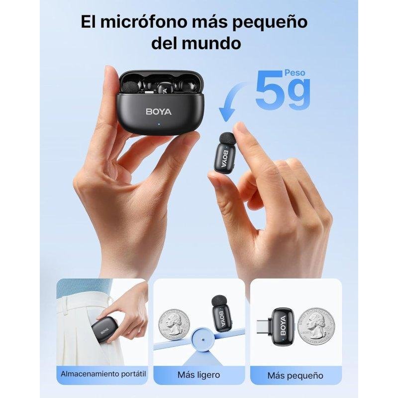 Microphone Sans Fil Boya Mini 2 – Ultra-Compact, Réduction Bruit IA, USB-C, 48 kHz/24 bits - vue 4