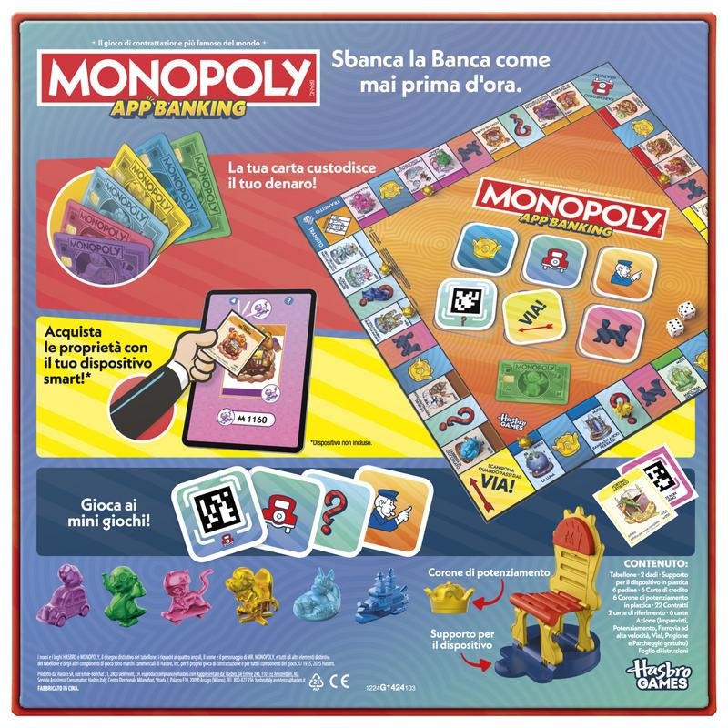 Hasbro Gaming, Monopoly Banca Virtual, Juego Electrónico Familiar, App Gratuita, Fiestas Con Familia Y Amigos, Inversión Y Estrategia, Juego De Mesa Para Niños Y Niñas De 8 Años O Más