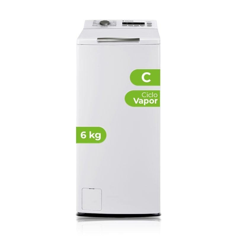 Lavadora Aspes ALCS6201C Carga Superior 6 kg 1200 rpm Clase C Blanca Display LED Vapor