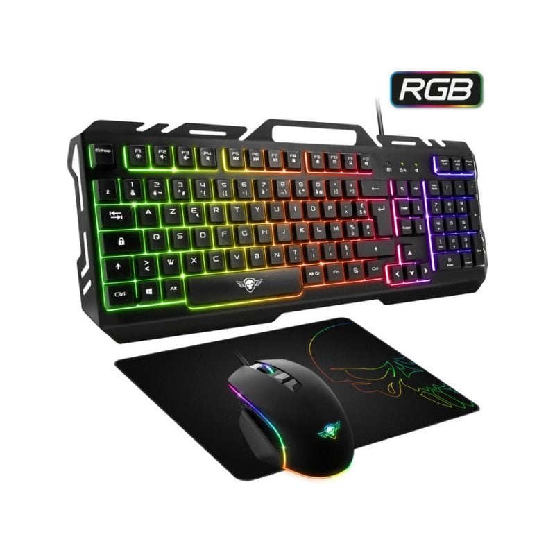 Clavier Spirit of Gamer PRO MK5 membrane AZERTY RGB avec souris et tapis