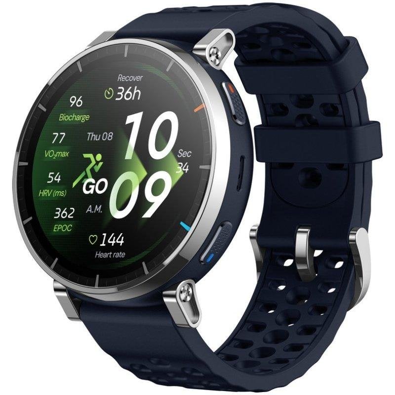 Amazfit Active 3 Premium Bluetooth GPS NFC 45mm AMOLED Argent Bleu M Étanche 5ATM Pulsomètre SpO2