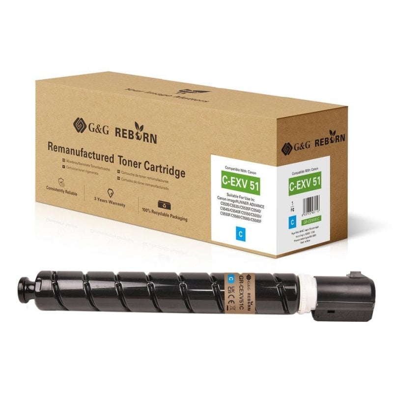 Cartucho de tóner G&G 22049 compatible Canon C-EXV51 C cian alta eficiencia