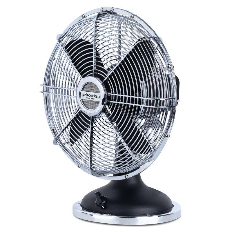 H.Koenig JOE50 Tischventilator / Retro-Design / 3 Geschwindigkeiten/ 25cm Durchmesser/ Metall/schwarz