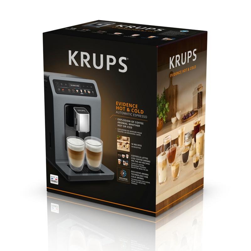 Kaffeevollautomat Krups Evidence Hot & Cold EA898GF0 2,5L 15 Bar mit Mahlwerk und Milchaufschäumer