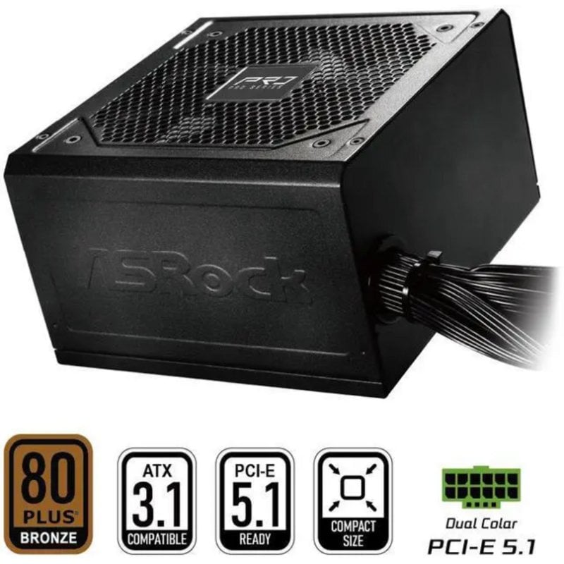 Fonte de Alimentação Fonte de Alimentação Asrock PRO-850B 850W Certificação 80 PLUS Bronze ATX 3.1