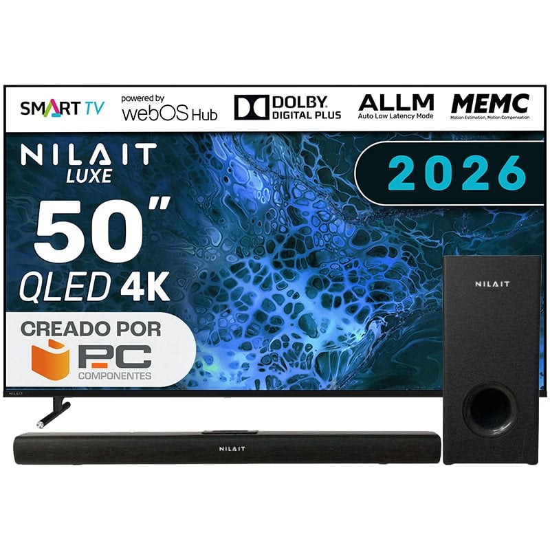 Nilait Luxe 50UD8004SWOS 50" QLED UHD 4K Smart TV WEBOS + Harmony Sound bar Barra de sonido 2.1