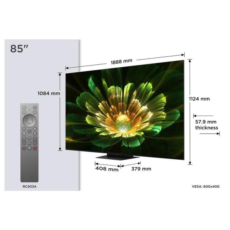Tcl Gris Tv Qd-Mini Led Pro 85C79k 216 Cm 4K Uhd 2025 Aluminium Brossé - Neuf - Image 2