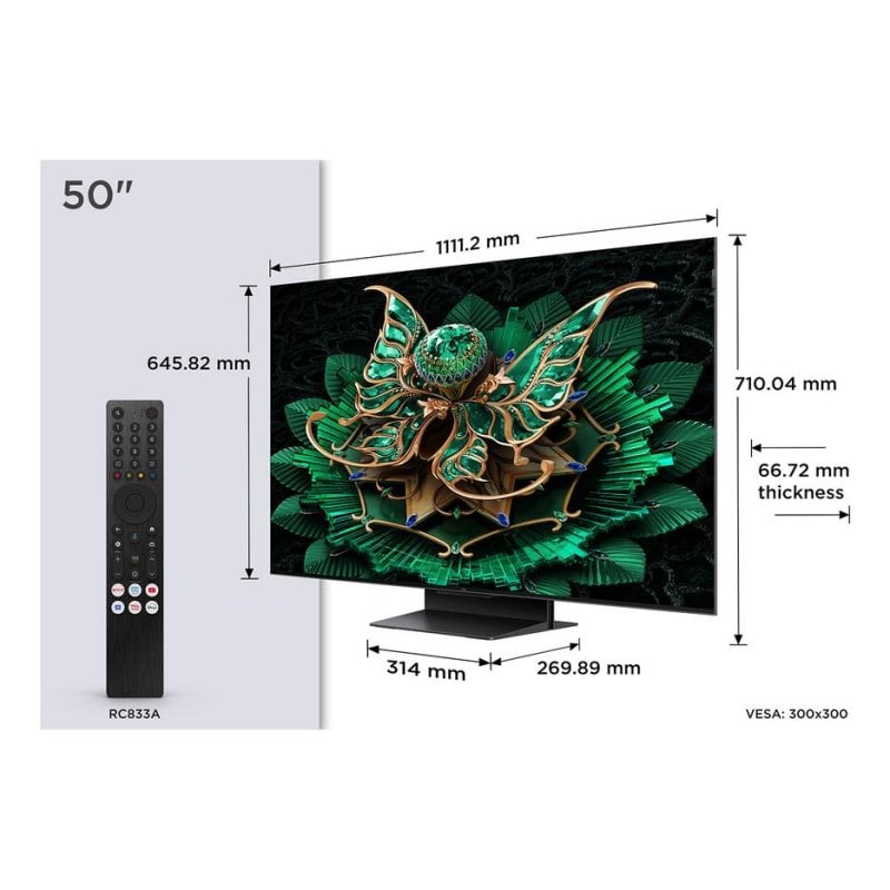 TV TCL QD Mini LED 50C7K 50 4K Ultra HD 120Hz Smart TV Google TV HDR10 Dolby Vision